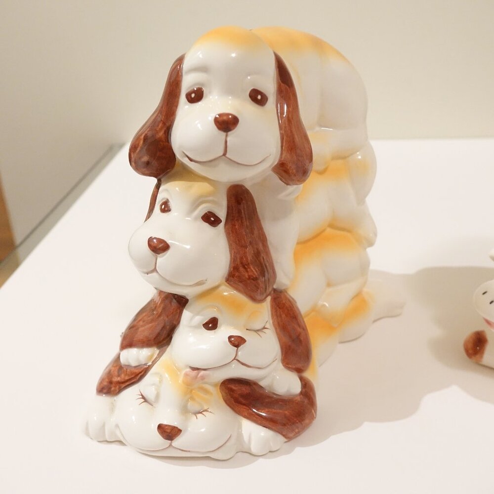 Vintage Rare Berco Dog Pile Piggy Bank